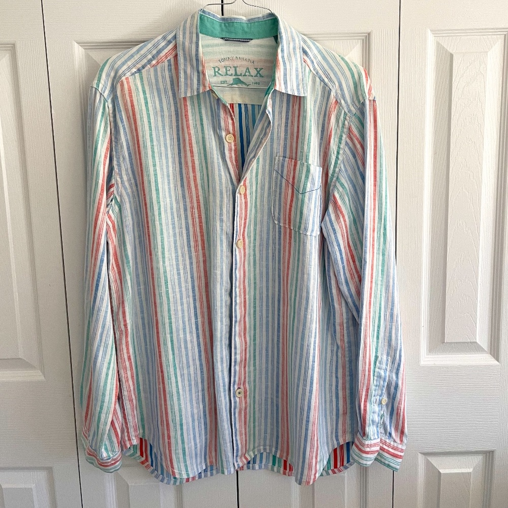 EUC -- Tommy Bahama RELAX - %100 Linen - Mens Long Sleeve Shirt - Size M